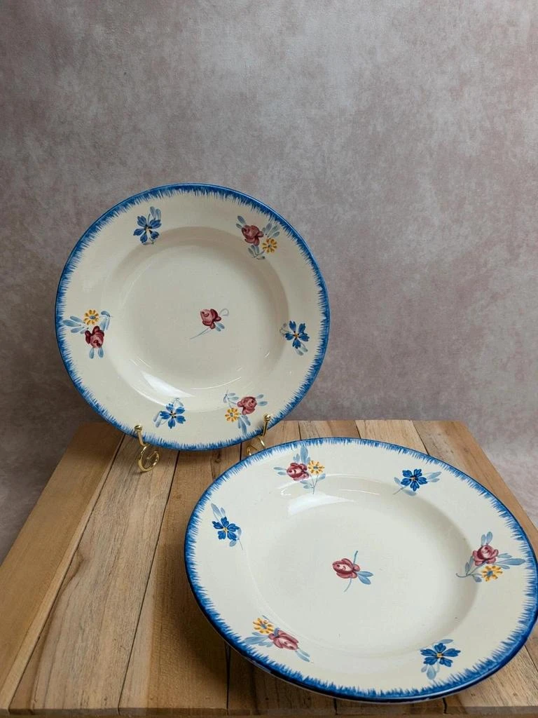 Lot de 2 assiettes creuses vintage Digoin Sarreguemines Marie-lou Terre de Fer